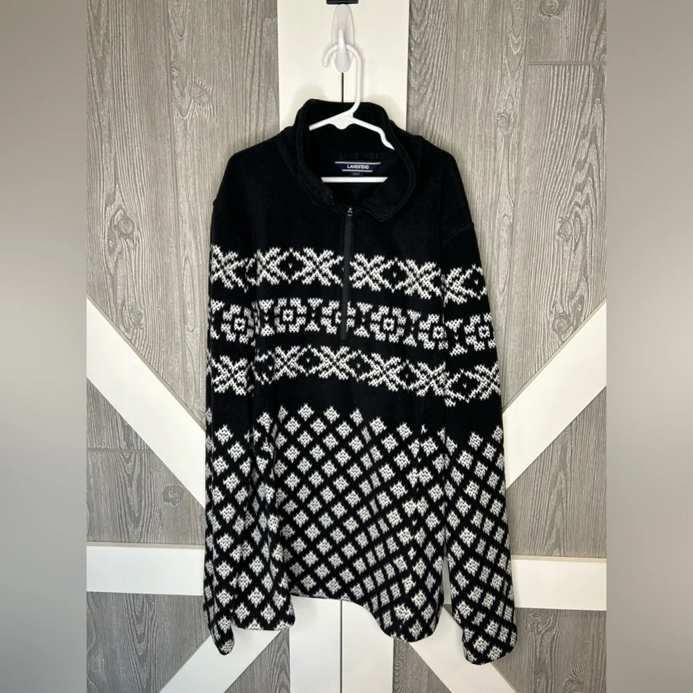 079. Vintage Lands End Fair Isle Sweater Fleece Pullover